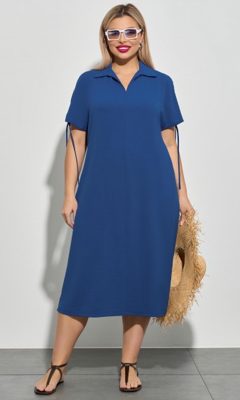 Платье 0323-1с синий лен